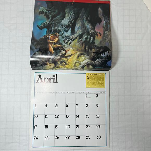 Vintage 1994 Boris Vallejo Mythology Calendar Unused same dates again in 2033 - Picture 8 of 16